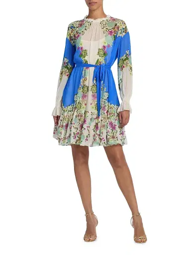 Saloni Women's Pixie Floral Georgette Minidress - Feather Garden Plmt - Size 10 | Thumbnail 2 Saloni Women's Pixie Floral Georgette Minidress - Feather Garden Plmt - Size 10 | Thumbnail 2