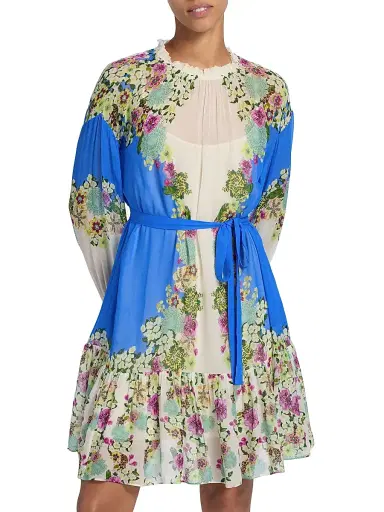 Saloni Women's Pixie Floral Georgette Minidress - Feather Garden Plmt - Size 10 | Thumbnail 3 Saloni Women's Pixie Floral Georgette Minidress - Feather Garden Plmt - Size 10 | Thumbnail 3