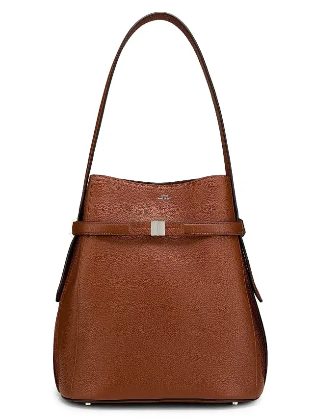 Toteme Women's Belted Grained-Leather Bucket Bag - Sienna
