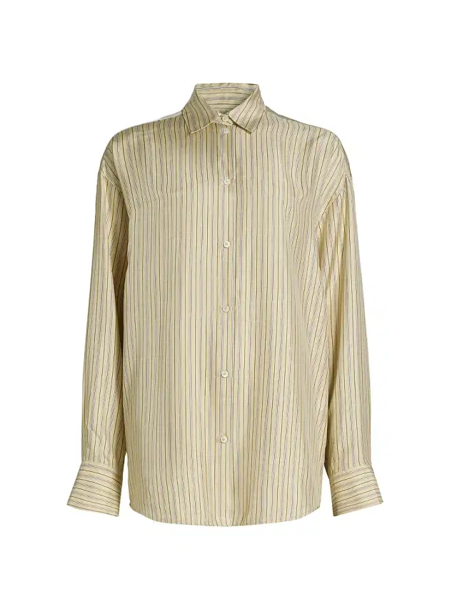 Women's Oversized Striped Shirt - Beige Brown