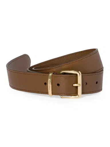 Miu Miu Women's Nappa Leather Belt - Brown - Size 36 | Thumbnail 1 Miu Miu Women's Nappa Leather Belt - Brown - Size 36 | Thumbnail 1
