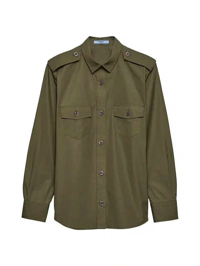 Women's Cotton Poplin Shirt - Beige Khaki