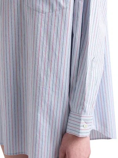 Prada Women's Striped Cotton Shirt with Half-Zipper - Blue | Thumbnail 5