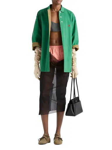 Prada Women's Crepe De Chine Top - Grey | Thumbnail 6