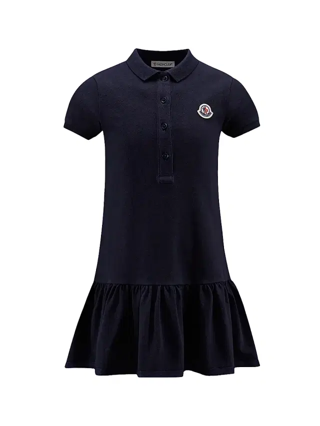 Little Girl's & Girl's Dress in Cotton Piquet - Navy Blue
