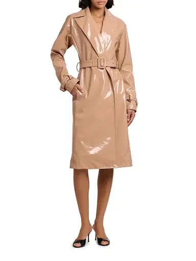 Dolce & Gabbana Women's Glossy Belted Trench Coat - Cipria - Size 12 | Thumbnail 2