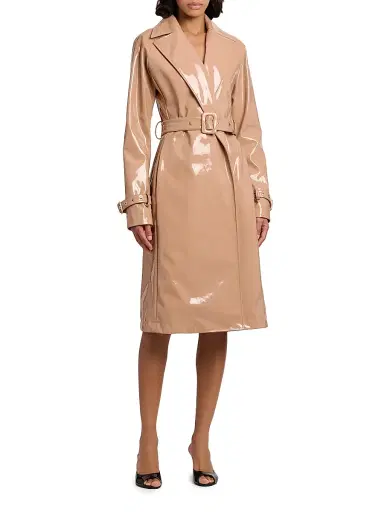 Dolce & Gabbana Women's Glossy Belted Trench Coat - Cipria - Size 12 | Thumbnail 3