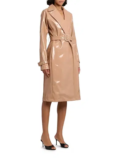 Dolce & Gabbana Women's Glossy Belted Trench Coat - Cipria - Size 12 | Thumbnail 4