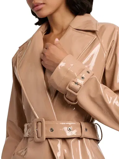 Dolce & Gabbana Women's Glossy Belted Trench Coat - Cipria - Size 12 | Thumbnail 6