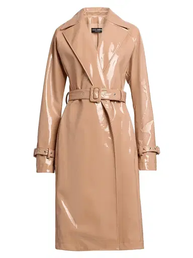 Dolce & Gabbana Women's Glossy Belted Trench Coat - Cipria - Size 12 | Thumbnail 1