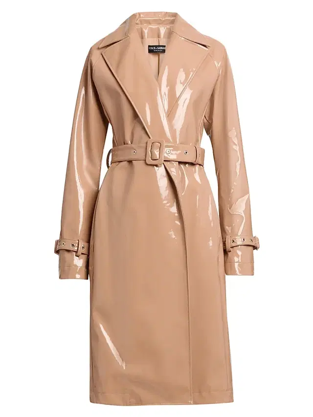 Women's Glossy Belted Trench Coat - Cipria