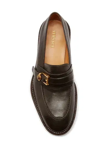 Versace Men's Medusa Buckle Leather Loafers - Ebano Gold - Size 13 | Thumbnail 4 Versace Men's Medusa Buckle Leather Loafers - Ebano Gold - Size 13 | Thumbnail 4