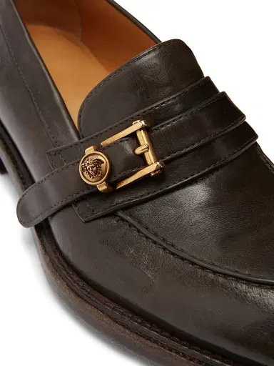 Versace Men's Medusa Buckle Leather Loafers - Ebano Gold - Size 13 | Thumbnail 5 Versace Men's Medusa Buckle Leather Loafers - Ebano Gold - Size 13 | Thumbnail 5