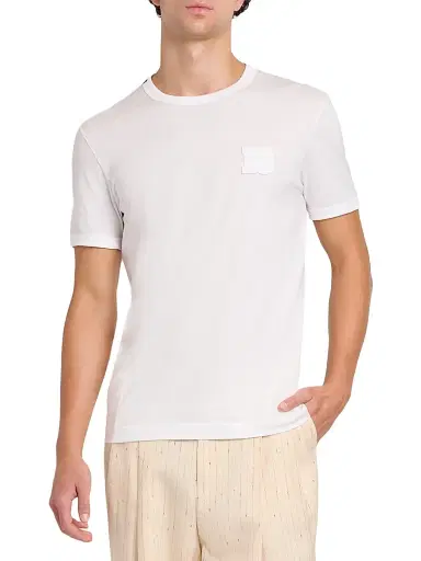 Dolce & Gabbana Men's DG Patch Cotton Crewneck T-Shirt - Bianco Ottico - Size 44 | Thumbnail 3