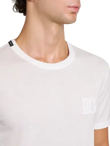 Dolce & Gabbana Men's DG Patch Cotton Crewneck T-Shirt - Bianco Ottico - Size 44 | Thumbnail 6