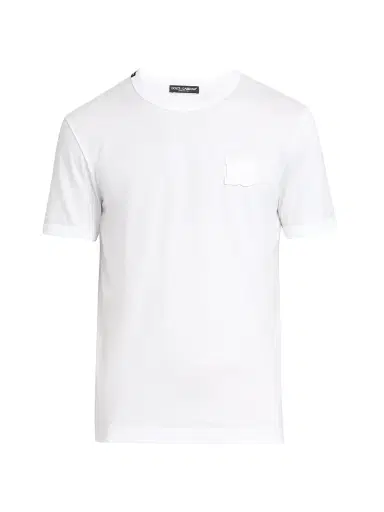 Dolce & Gabbana Men's DG Patch Cotton Crewneck T-Shirt - Bianco Ottico - Size 44 | Thumbnail 1