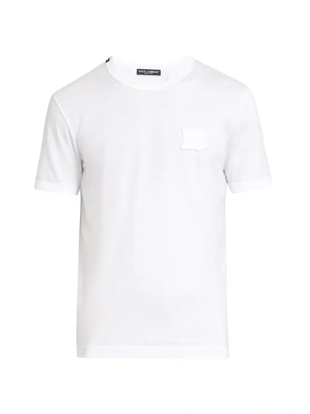Men's DG Patch Cotton Crewneck T-Shirt - Bianco Ottico