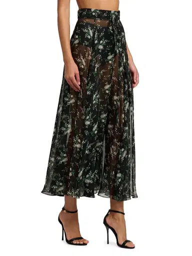 Dolce & Gabbana Women's Floral Silk Chiffon Maxi Skirt - Ros Fiorel Bco Fnero - Size 12 | Thumbnail 4 Dolce & Gabbana Women's Floral Silk Chiffon Maxi Skirt - Ros Fiorel Bco Fnero - Size 12 | Thumbnail 4