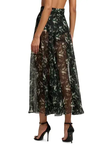 Dolce & Gabbana Women's Floral Silk Chiffon Maxi Skirt - Ros Fiorel Bco Fnero - Size 12 | Thumbnail 5 Dolce & Gabbana Women's Floral Silk Chiffon Maxi Skirt - Ros Fiorel Bco Fnero - Size 12 | Thumbnail 5