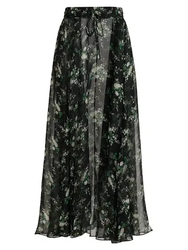 Dolce & Gabbana Women's Floral Silk Chiffon Maxi Skirt - Ros Fiorel Bco Fnero - Size 12 | Thumbnail 1 Dolce & Gabbana Women's Floral Silk Chiffon Maxi Skirt - Ros Fiorel Bco Fnero - Size 12 | Thumbnail 1