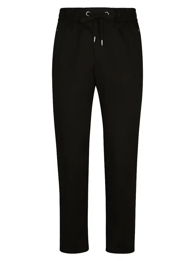 Men's Solid Stretch-Cotton Joggers - Black