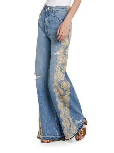 Dolce & Gabbana Women's Lace-Trimmed Distressed Jeans - Variante Abbinata - Size 10 | Thumbnail 4