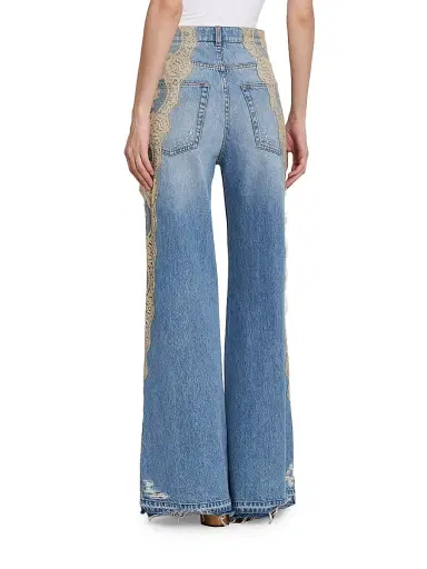 Dolce & Gabbana Women's Lace-Trimmed Distressed Jeans - Variante Abbinata - Size 10 | Thumbnail 5