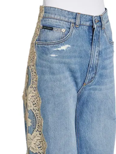 Dolce & Gabbana Women's Lace-Trimmed Distressed Jeans - Variante Abbinata - Size 10 | Thumbnail 6