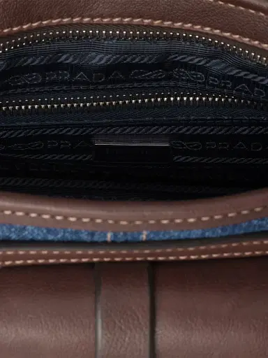 Prada Women's Bonnie Medium Denim and Leather Top Handle Bag - Blue | Thumbnail 6 Prada Women's Bonnie Medium Denim and Leather Top Handle Bag - Blue | Thumbnail 6