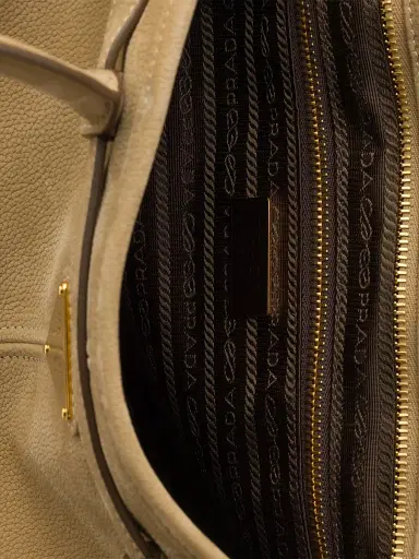 Prada Women's Bonnie Large Nubuck Leather Shoulder Bag - Beige Khaki | Thumbnail 6 Prada Women's Bonnie Large Nubuck Leather Shoulder Bag - Beige Khaki | Thumbnail 6