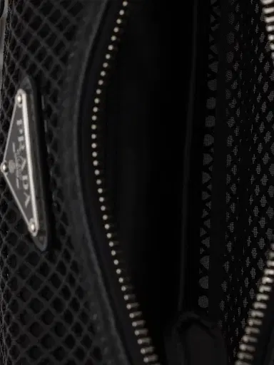 Prada Women's Re-Edition 2005 Mesh and Brushed Leather Shoulder Bag - Black | Thumbnail 8 Prada Women's Re-Edition 2005 Mesh and Brushed Leather Shoulder Bag - Black | Thumbnail 8