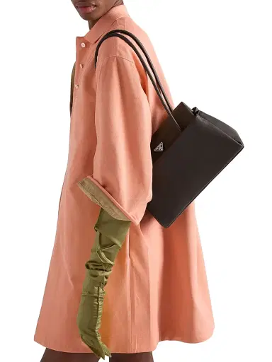 Prada Women's Passage Leather Shoulder Bag with Nylon Flap - Brown | Thumbnail 2 Prada Women's Passage Leather Shoulder Bag with Nylon Flap - Brown | Thumbnail 2