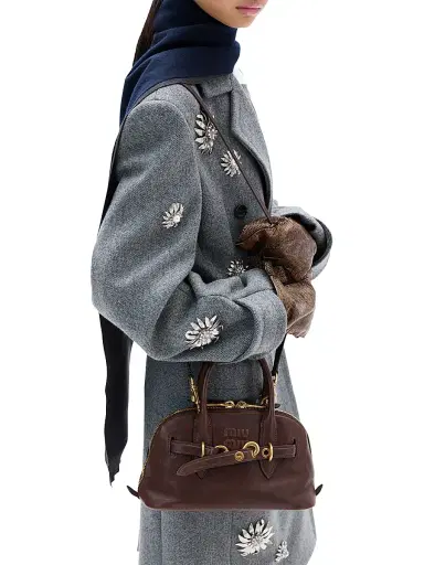 Miu Miu Women's Aventure Nappa Leather Top Handle Bag - Dark Brown | Thumbnail 2 Miu Miu Women's Aventure Nappa Leather Top Handle Bag - Dark Brown | Thumbnail 2