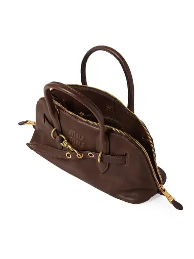 Miu Miu Women's Aventure Nappa Leather Top Handle Bag - Dark Brown | Thumbnail 5 Miu Miu Women's Aventure Nappa Leather Top Handle Bag - Dark Brown | Thumbnail 5