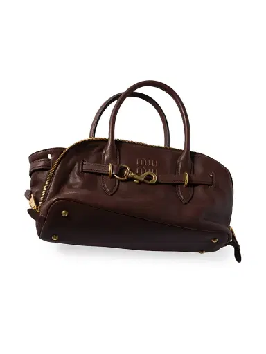Miu Miu Women's Aventure Nappa Leather Top Handle Bag - Dark Brown | Thumbnail 6 Miu Miu Women's Aventure Nappa Leather Top Handle Bag - Dark Brown | Thumbnail 6