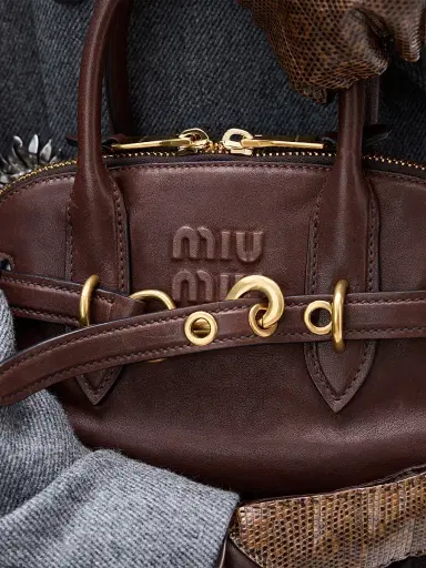 Miu Miu Women's Aventure Nappa Leather Top Handle Bag - Dark Brown | Thumbnail 7 Miu Miu Women's Aventure Nappa Leather Top Handle Bag - Dark Brown | Thumbnail 7