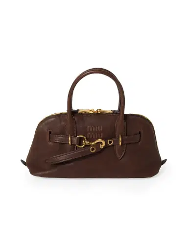 Miu Miu Women's Aventure Nappa Leather Top Handle Bag - Dark Brown | Thumbnail 1 Miu Miu Women's Aventure Nappa Leather Top Handle Bag - Dark Brown | Thumbnail 1