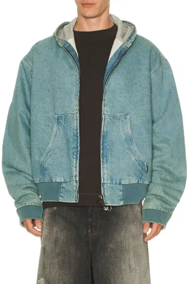 Vetements Hooded Workwear Denim Jacket | Thumbnail 1 Vetements Hooded Workwear Denim Jacket | Thumbnail 1