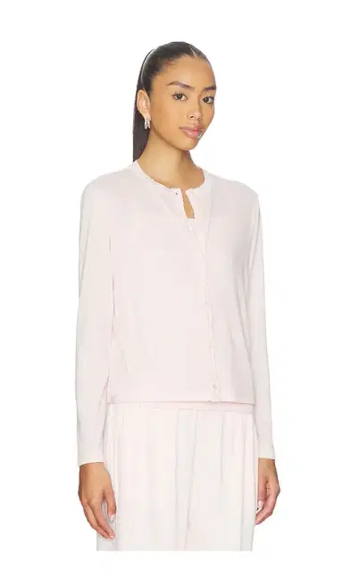 Barefoot Dreams Pointelle Rib Cardigan With Scallop Trim | Thumbnail 2 Barefoot Dreams Pointelle Rib Cardigan With Scallop Trim | Thumbnail 2