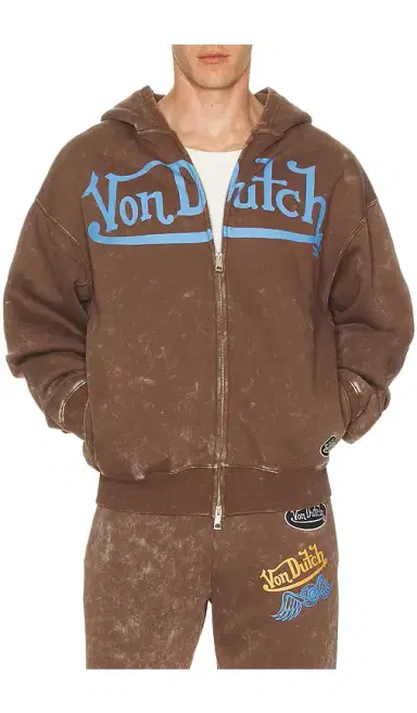 Von Dutch Oversized Washed Zip Hoodie | Thumbnail 1 Von Dutch Oversized Washed Zip Hoodie | Thumbnail 1