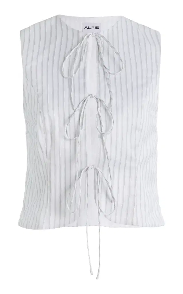 Alfie Neda Bow-Detailed Cotton Top