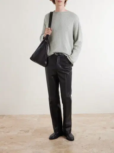 Auralee Straight-Leg Full-Grain Leather Trousers - Men | Thumbnail 2