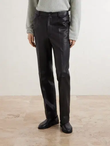 Auralee Straight-Leg Full-Grain Leather Trousers - Men | Thumbnail 3