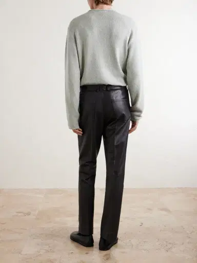 Auralee Straight-Leg Full-Grain Leather Trousers - Men | Thumbnail 4