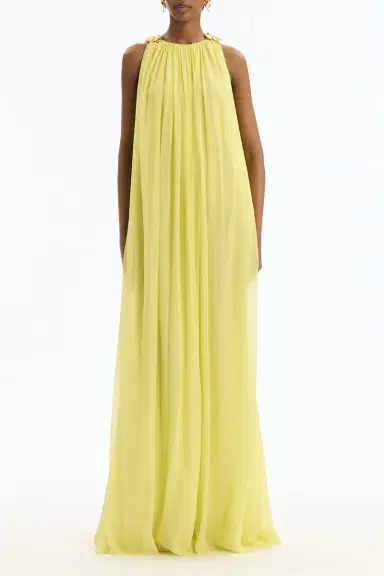 Oscar de la Renta Floral Shoulder Sleeveless Caftan | Thumbnail 2