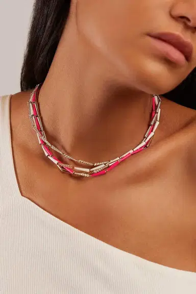 Melissa Kaye Neon Pink Lola Linked Necklace | Thumbnail 2