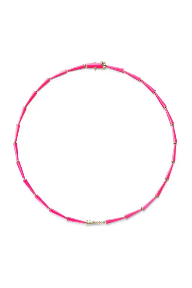 Melissa Kaye Neon Pink Lola Linked Necklace