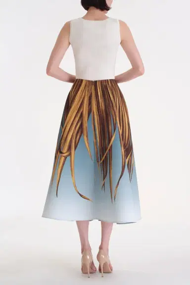 Oscar de la Renta Palm Print Ombre Circle Skirt | Thumbnail 3 Oscar de la Renta Palm Print Ombre Circle Skirt | Thumbnail 3
