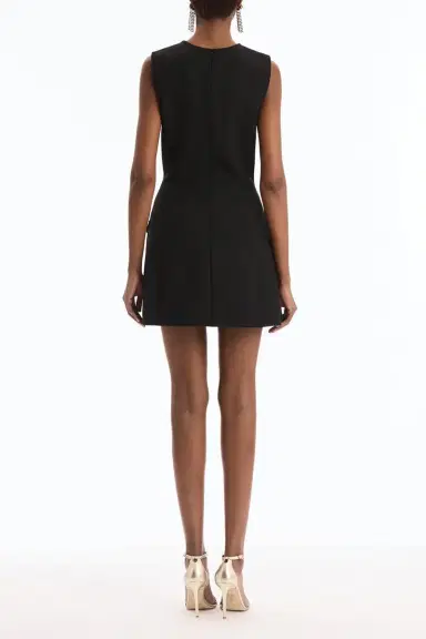 Oscar de la Renta Short Sleeve Crystal Flowers Embroidered Cocktail Dress | Thumbnail 6