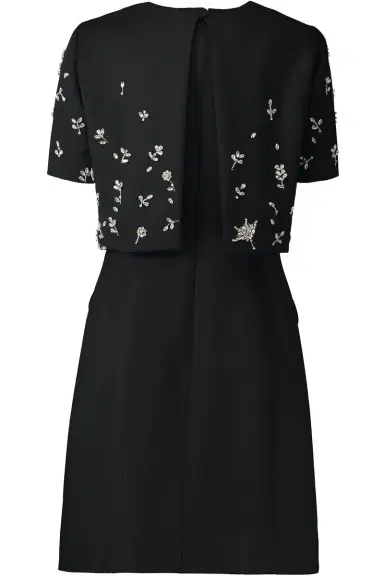 Oscar de la Renta Short Sleeve Crystal Flowers Embroidered Cocktail Dress | Thumbnail 8